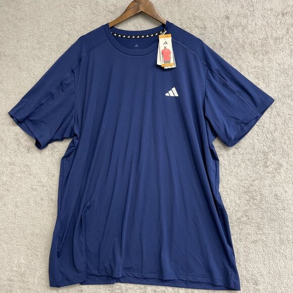 NEW Adidas Men's 2XL Active Tee Blue Crewneck 100% Polyester - Picture 2 of 10